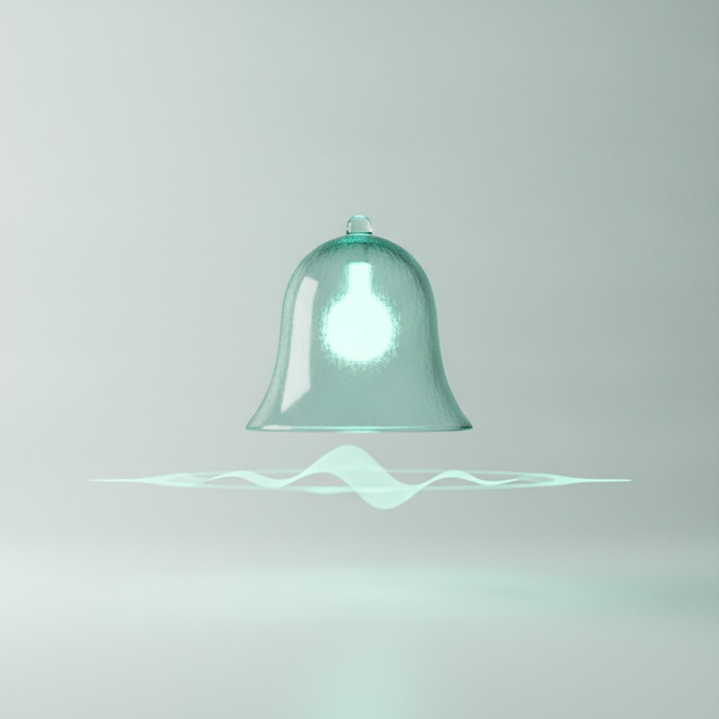 A translucent glass bell with one ripple, the mark used for watches
