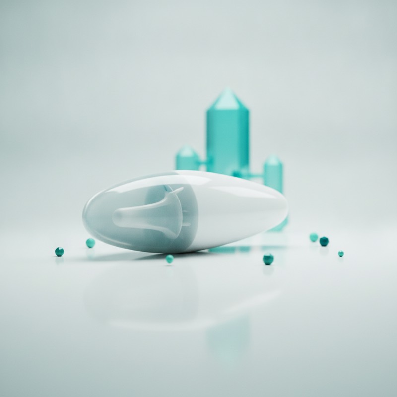 Illustration of a suppository, the dosage form this product is supplied in. Generic render, not a photograph of this medication.